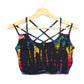 Tie-Dye Cross Back Crop Top - Rainbow and Black - Bare Canvas