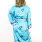 Kimono Style Silk Robe Recycled Sari Dressing Gown - Turquoise