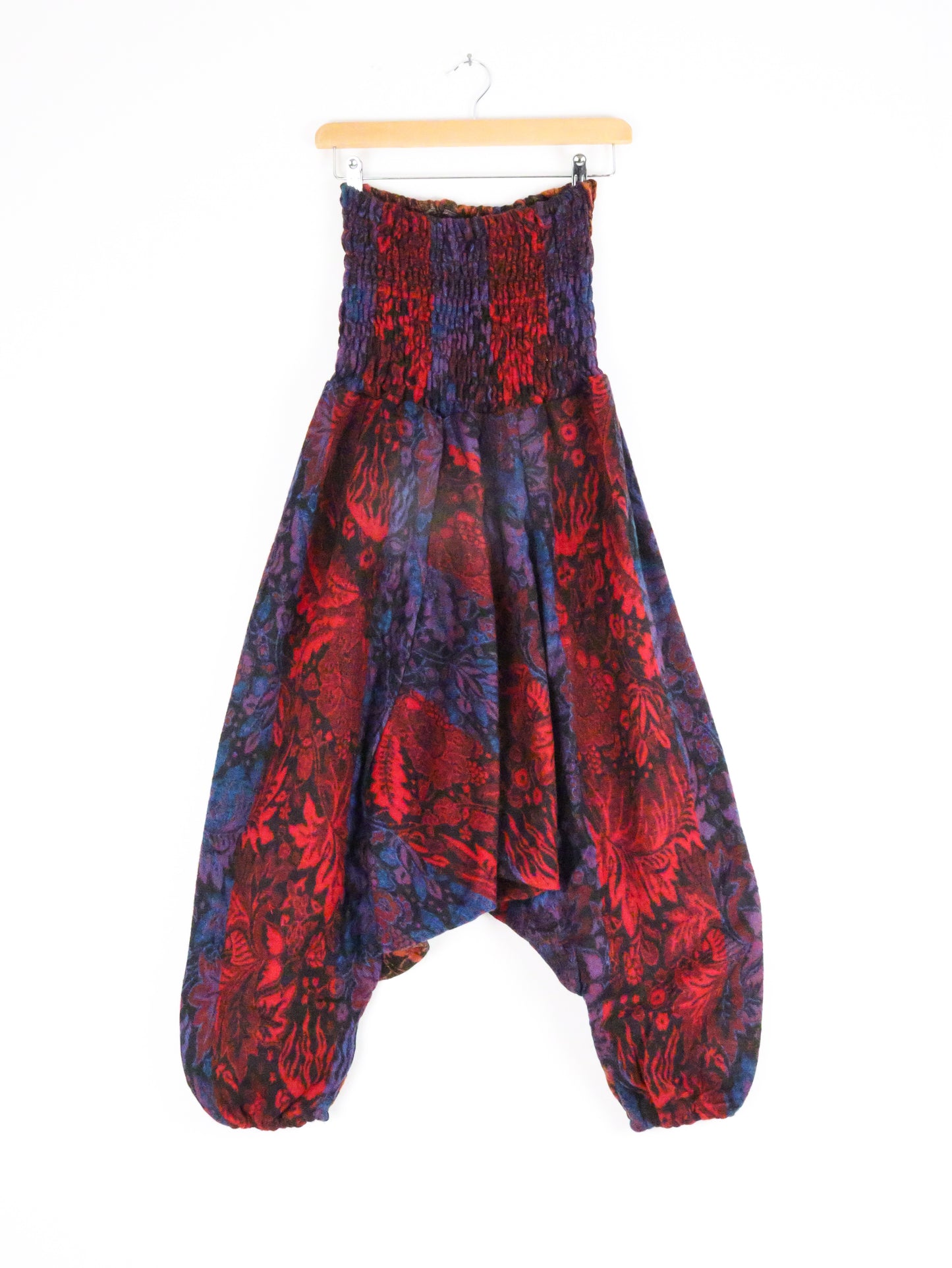 Harem Blanket Trousers - Purple Red Orange and Blue Indian Flowers