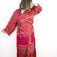 Kimono Style Silk Robe Recycled Sari Dressing Gown - Red