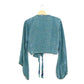 Recycled Sari Cropped Kimono Cardigan Wrap - Blue and Green