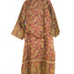 Blanket Kimono Robe Boho Dressing Gown - Burgundy Green and Gold