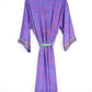 Kimono Style Silk Robe Recycled Sari Dressing Gown - Purple