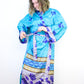 Kimono Style Silk Robe Recycled Sari Dressing Gown - Turquoise