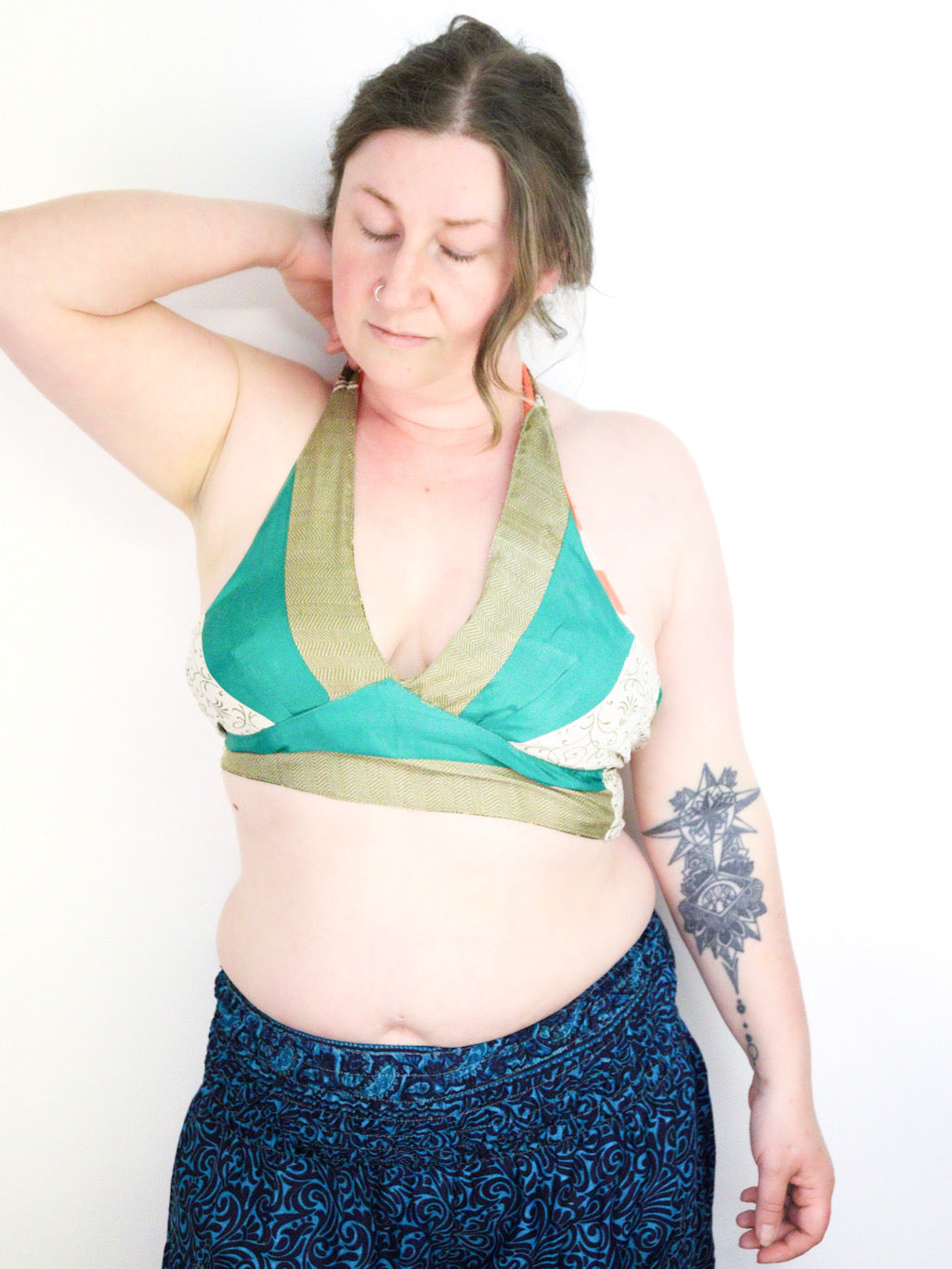 Reversible Cropped Halter Top Recycled Sari Silk