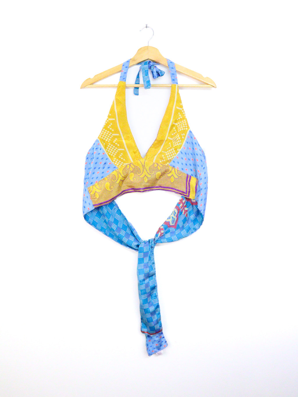 Reversible Cropped Halter Top Recycled Sari Silk