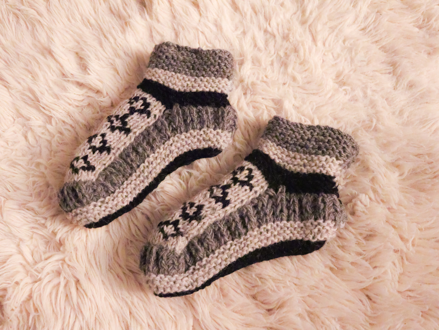 Fleece Lined Slipper Socks Ankle Length Adult Booties - Grey Unisex