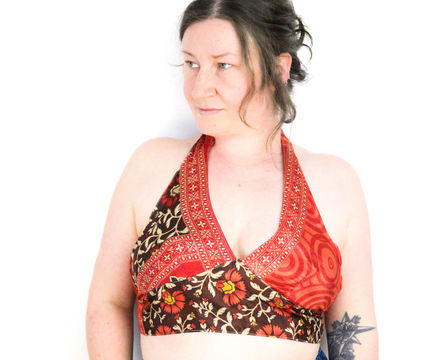 Reversible Cropped Halter Top Recycled Sari Silk