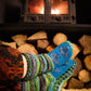 Long Fleece Lined Cosy House Socks - Blue Green Unisex