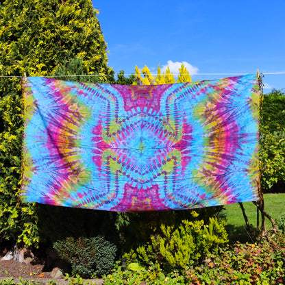 Tie-Dye Sarong / Scarf / Throw - Purple Rainbow Half Stars