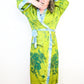 Kimono Style Silk Robe Recycled Sari Dressing Gown - Green