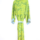 Kimono Style Silk Robe Recycled Sari Dressing Gown - Green