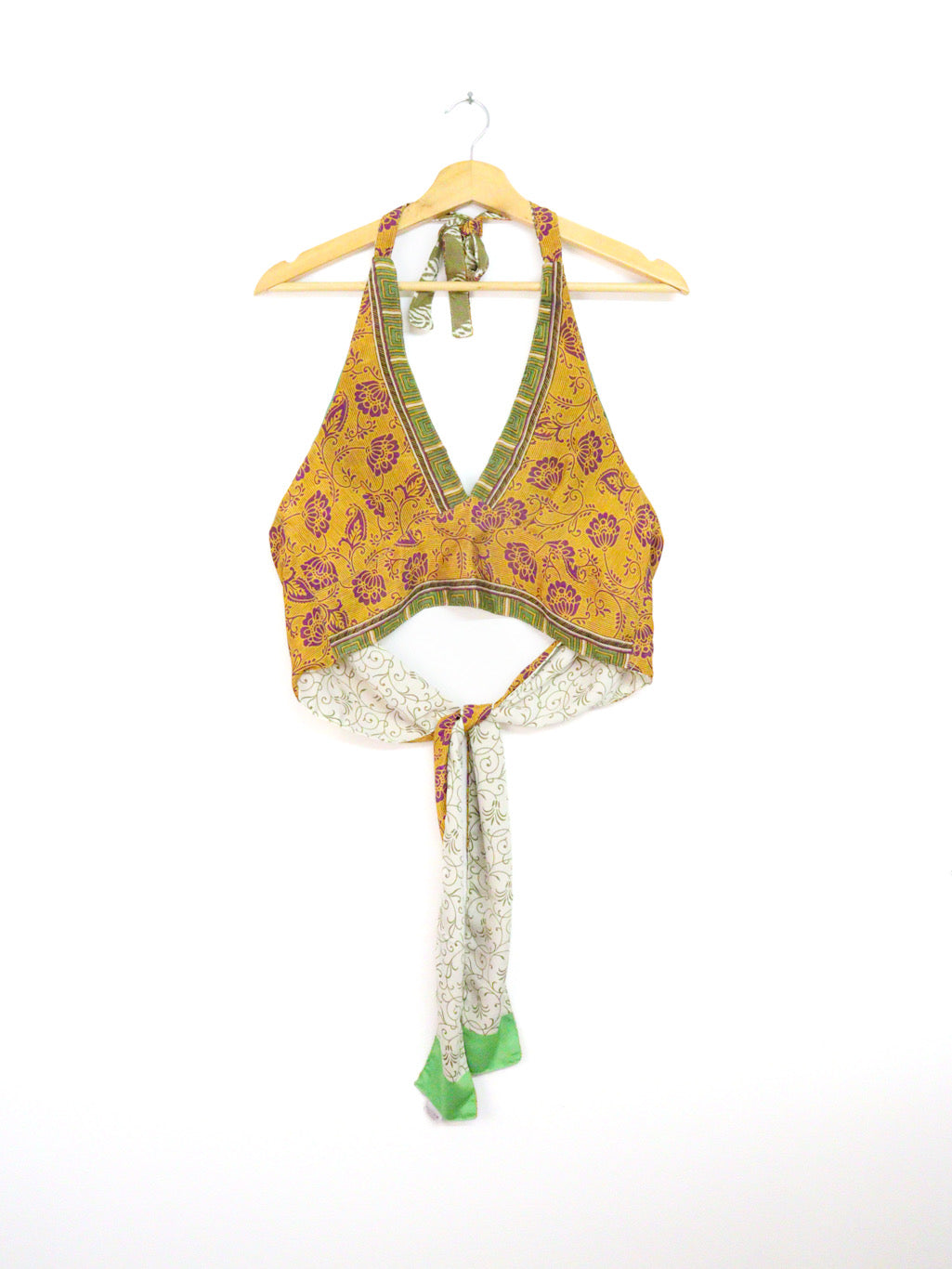 Reversible Cropped Halter Top Recycled Sari Silk