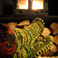 Long Fleece Lined Cosy House Socks - Khaki Green Unisex