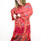 Kimono Style Silk Robe Recycled Sari Dressing Gown - Red