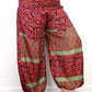 Recycled Sari Fabric Loose Fit Trousers - Red