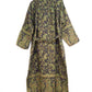 Blanket Kimono Robe Boho Dressing Gown - Black Green and Gold