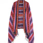 Blanket Scarf / Shawl / Throw - Red and Blue Paisley Stripe