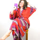 Kimono Style Silk Robe Recycled Sari Dressing Gown - Red and Purple