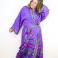 Kimono Style Silk Robe Recycled Sari Dressing Gown - Purple