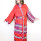 Kimono Style Silk Robe Recycled Sari Dressing Gown - Red and Purple