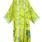 Kimono Style Silk Robe Recycled Sari Dressing Gown - Green