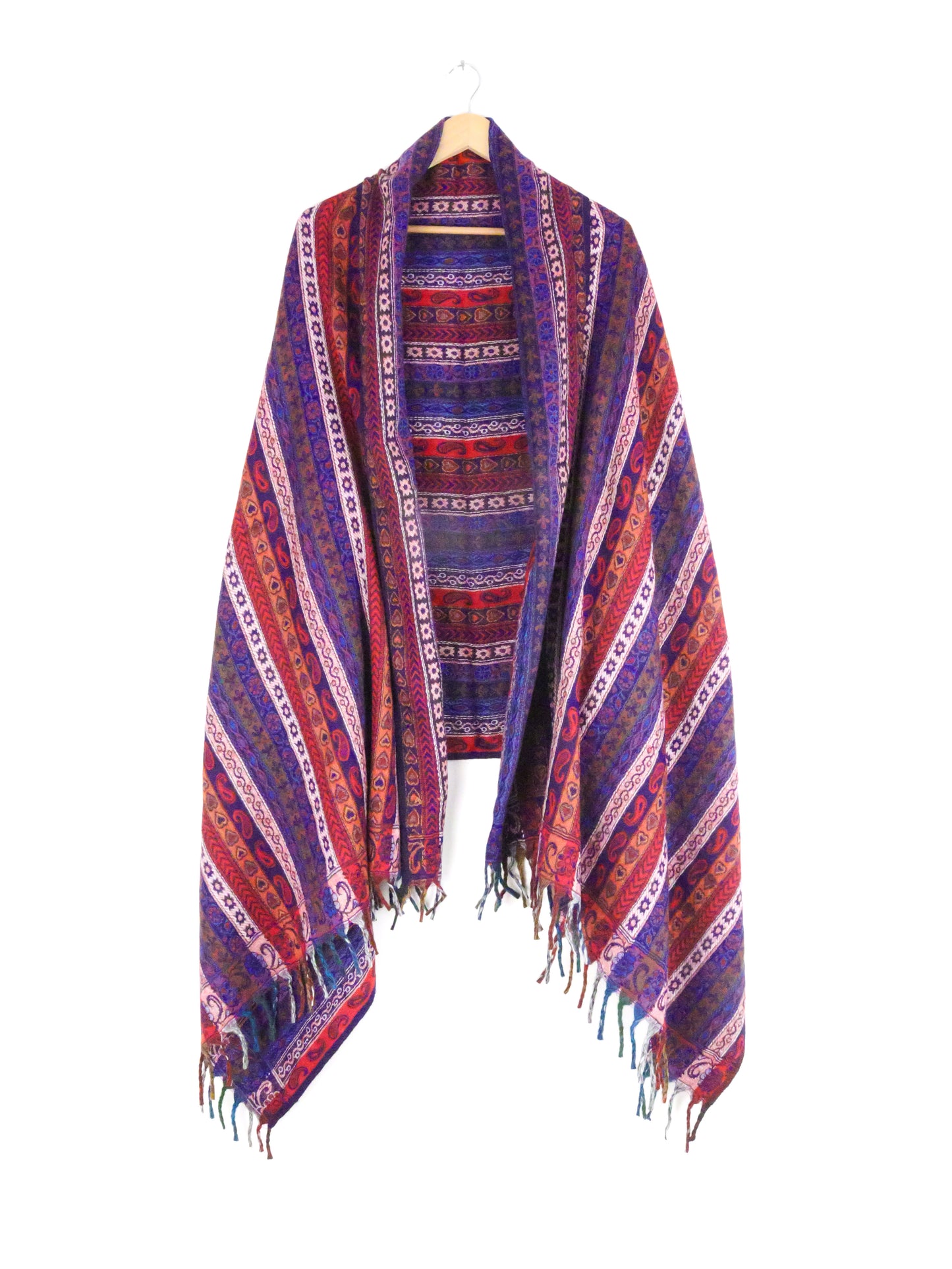 Blanket Scarf / Shawl / Throw - Pink and Blue Paisley Stripe