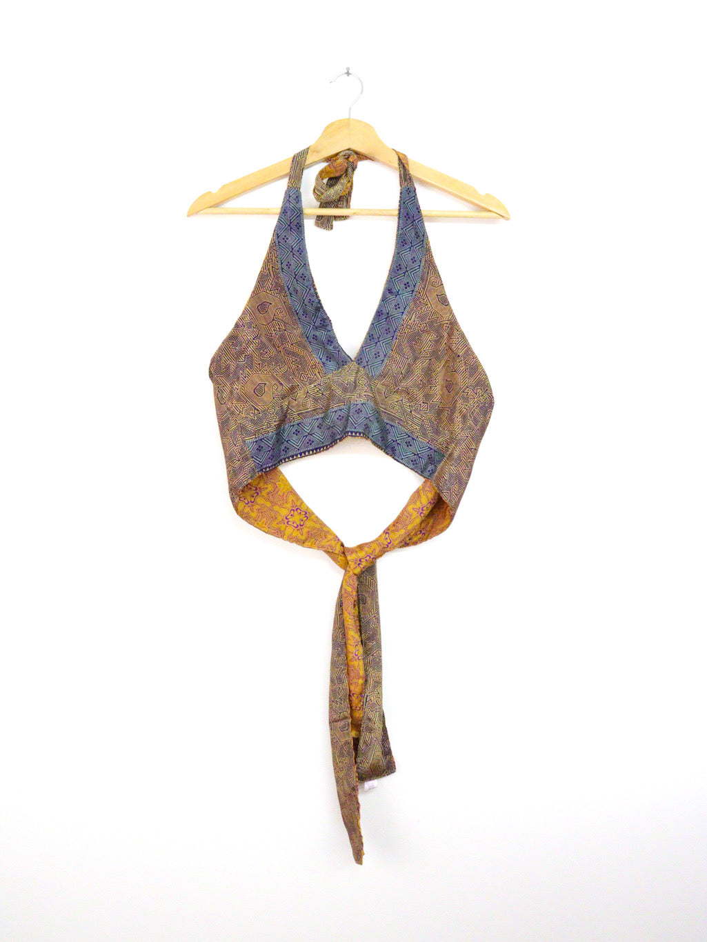 Reversible Cropped Halter Top Recycled Sari Silk