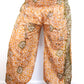 Recycled Sari Fabric Loose Fit Trousers - Peach and Green