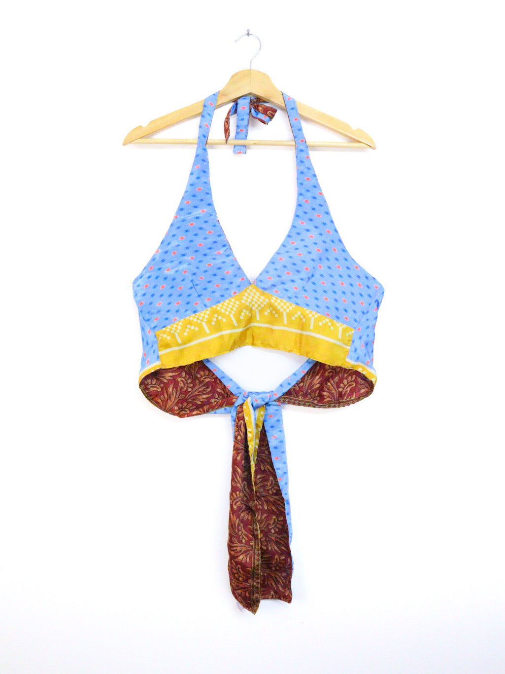 Reversible Cropped Halter Top Recycled Sari Silk