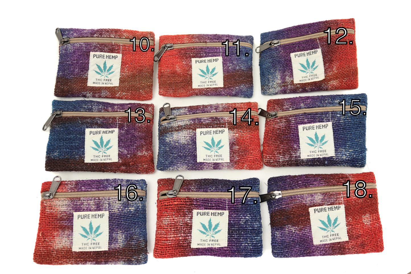 Tie-Dye Hemp Purse - Blue Red and Purple