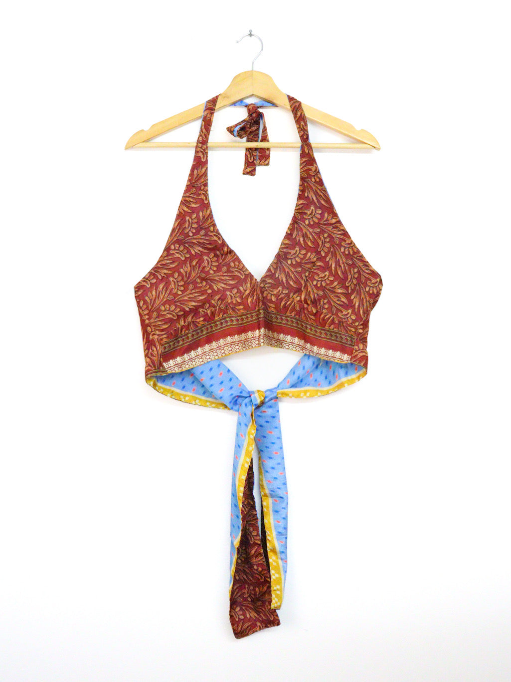 Reversible Cropped Halter Top Recycled Sari Silk