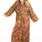 Blanket Kimono Robe Boho Dressing Gown - Burgundy Green and Gold