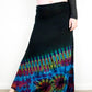 Soft Stretch Tie Dye Maxi Skirt - Black and Half Aqua Blue