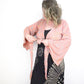 Recycled Sari Cropped Kimono Cardigan Wrap - Dusty Pink