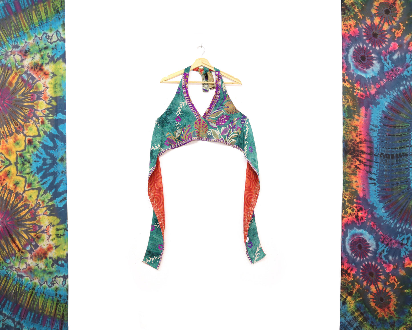 Reversible Cropped Halter Top Recycled Sari Silk