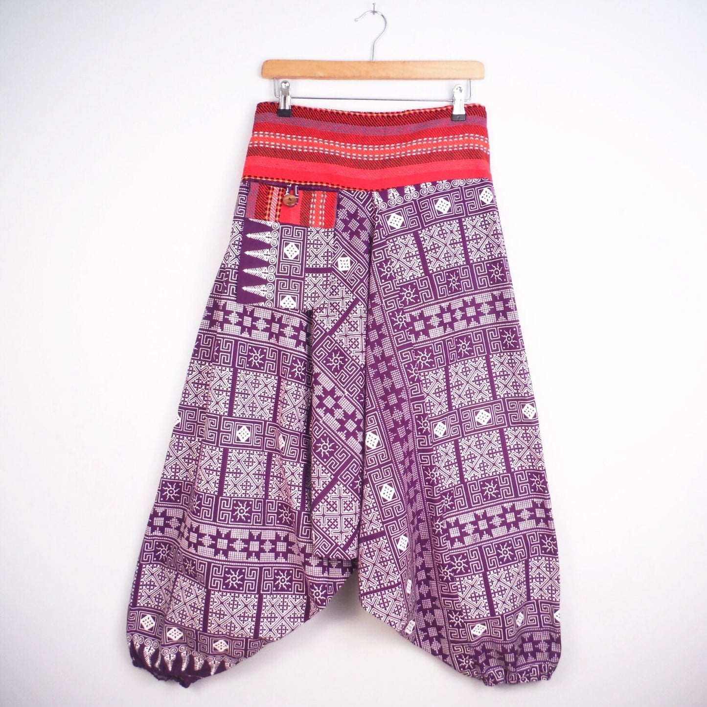 Thick Cotton Harem Pants - Purple Patterned - Bare Canvas