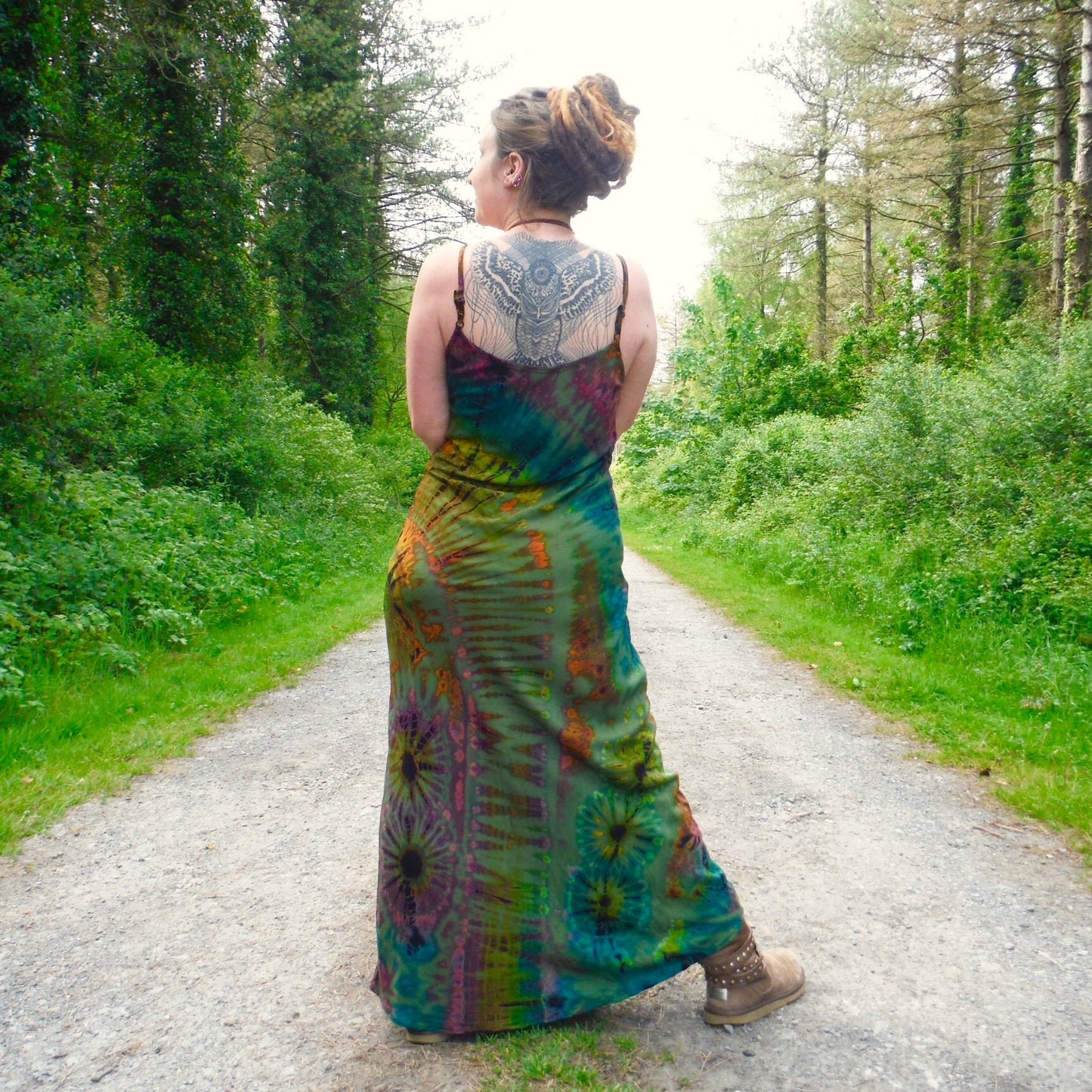 Tie-Dye Maxi Dress - Moss Green Rainbow - Bare Canvas