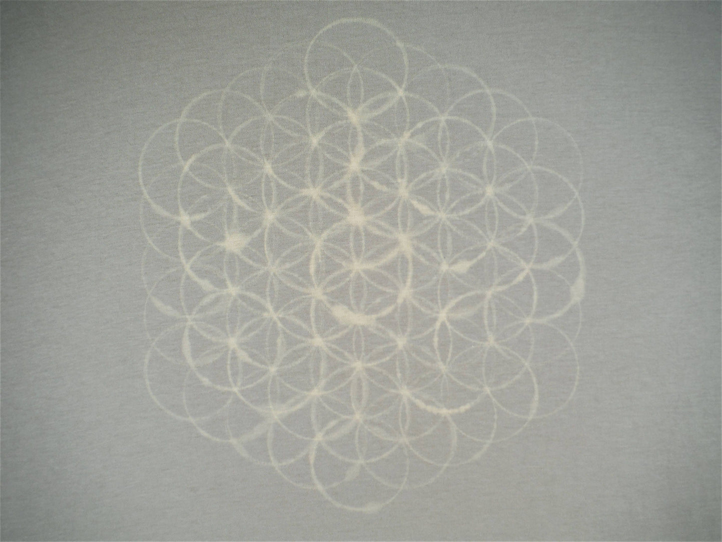 Hand Painted Bleach Flower of Life Organic Cotton T-Shirt - Light Grey XL - Bare Canvas