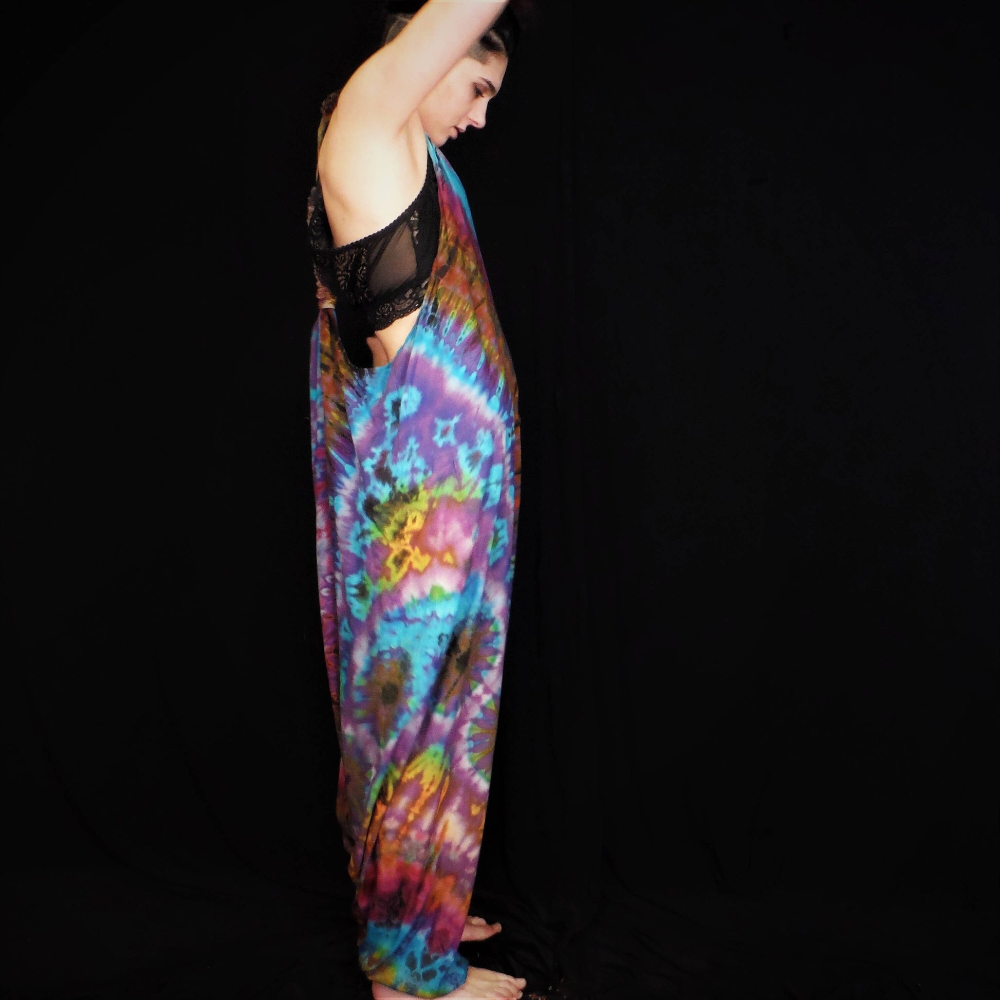 Tie-Dye Harem Dungarees - Purple Rainbow - Bare Canvas