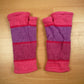 Fleece Lined Knitted Wrist Warmers - Pink and Purple Striped (Loose Fit) - Bare Canvas