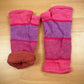 Fleece Lined Knitted Wrist Warmers - Pink and Purple Striped (Loose Fit) - Bare Canvas