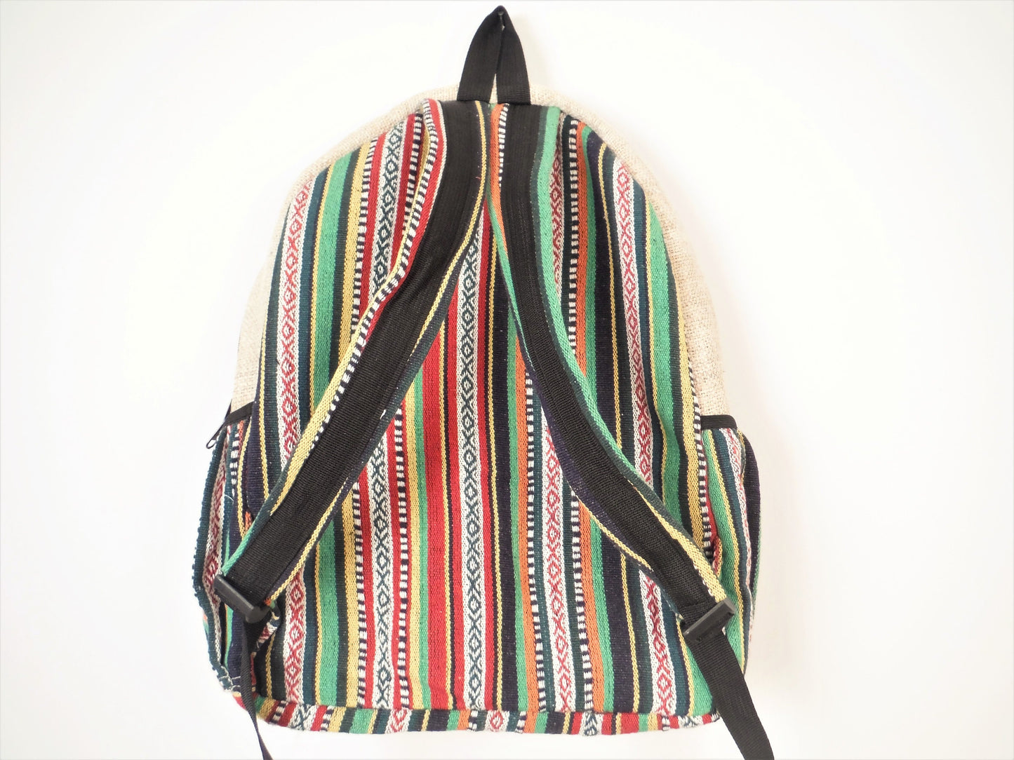 Sustainable Himalayan Hemp Star Backpack - Green and Red - Bare Canvas