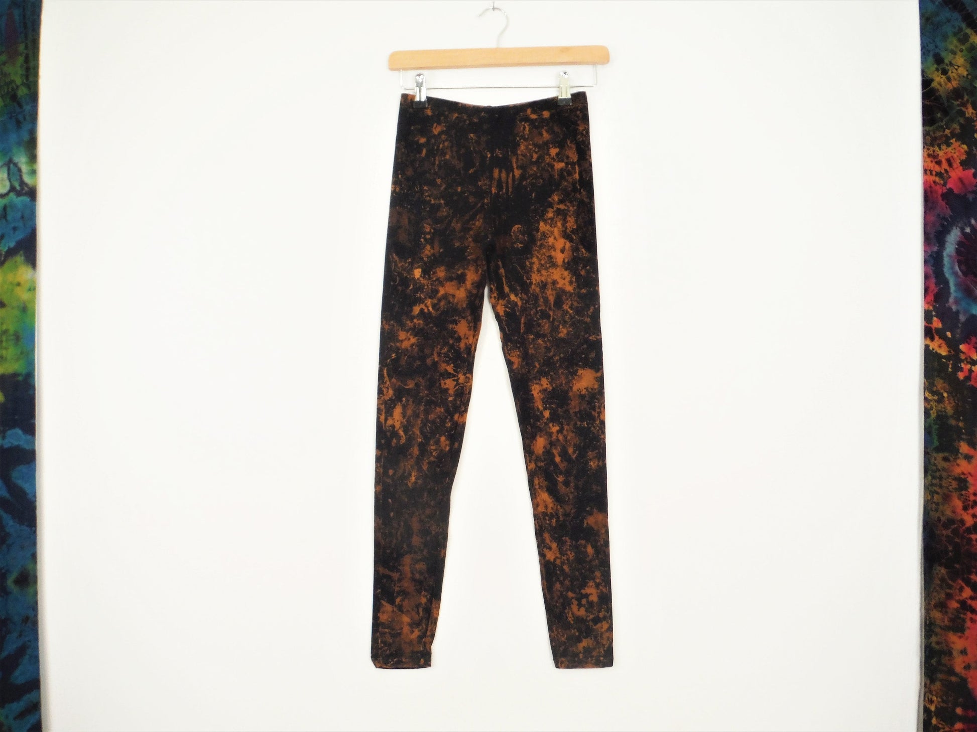 Hand Dyed Mottled Bleach Leggings - Black - Bare Canvas