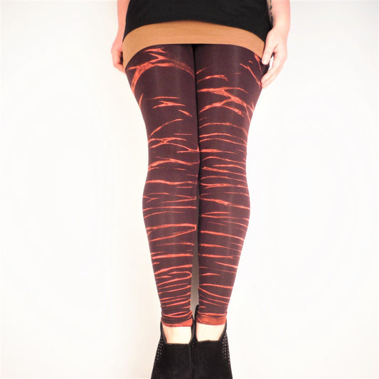 Hand Dyed Tiger Stripe Bleach Leggings - Brown - Bare Canvas