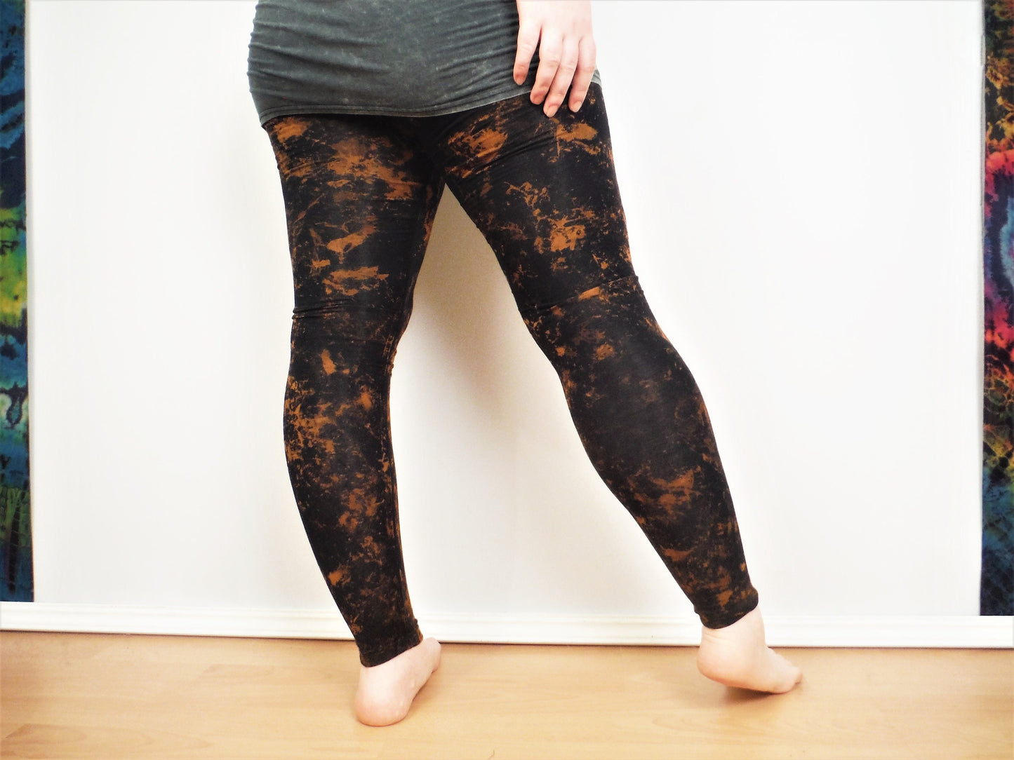 Hand Dyed Mottled Bleach Leggings - Black - Bare Canvas