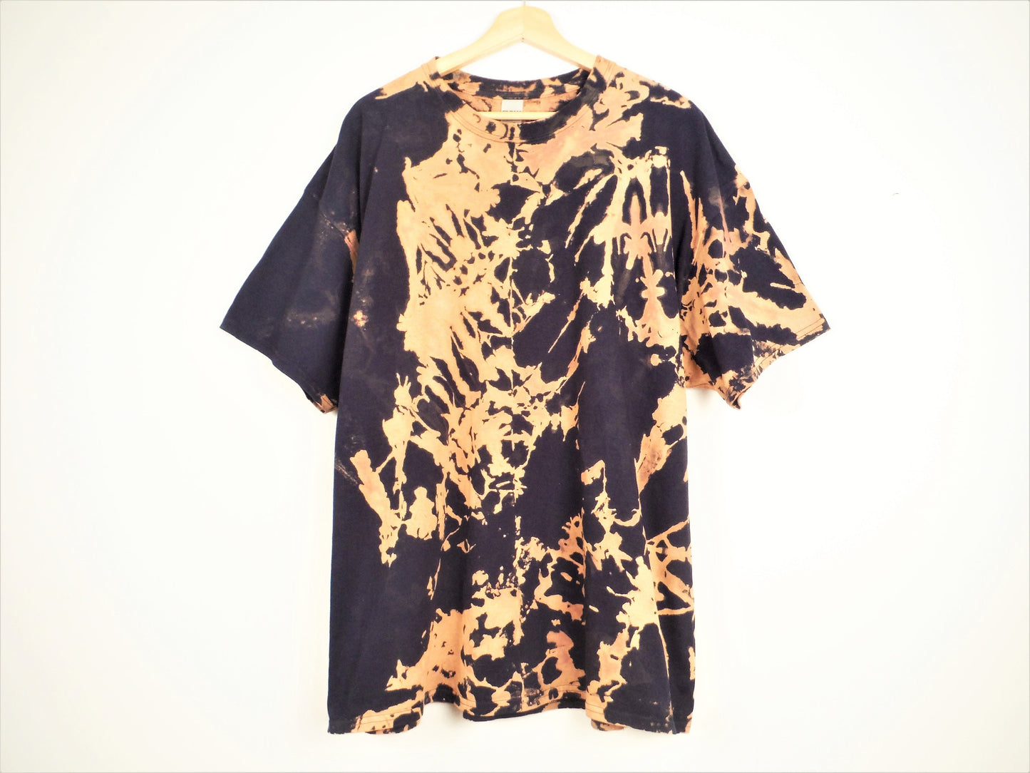 Bleach Tie-Dye T-Shirt Black/Navy Blue and Orange (Heavy Weight Fair Trade Cotton) XXL