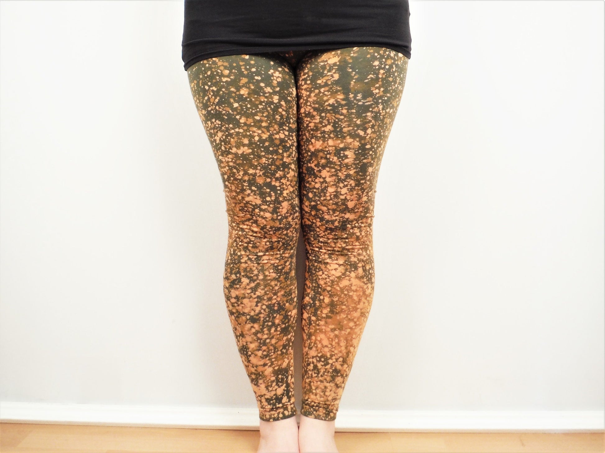 Hand Dyed Bleach Galaxy Leggings - Green - Bare Canvas