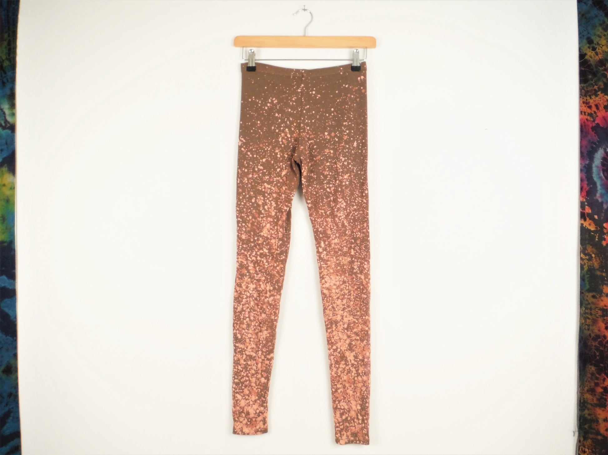 Hand Dyed Bleach Galaxy Leggings - Light Brown - Bare Canvas