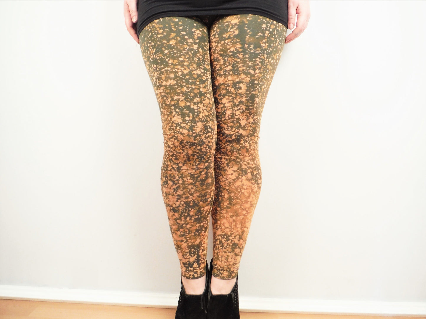 Hand Dyed Bleach Galaxy Leggings - Green - Bare Canvas